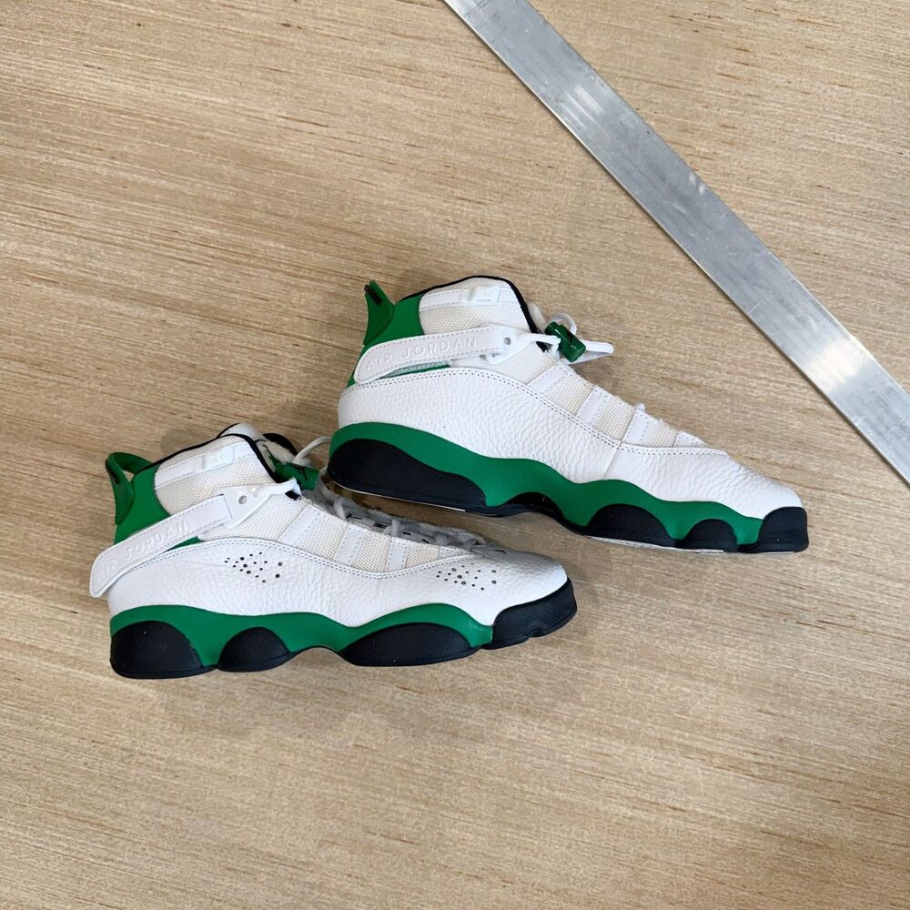Nike Air Jordan 6 Rings White Green Black Sneakers Size 6.5Y
